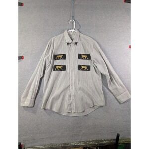 VTG 90s Y2K Las Olas Rockabilly Leopard Rhinestone Men's Shirt L